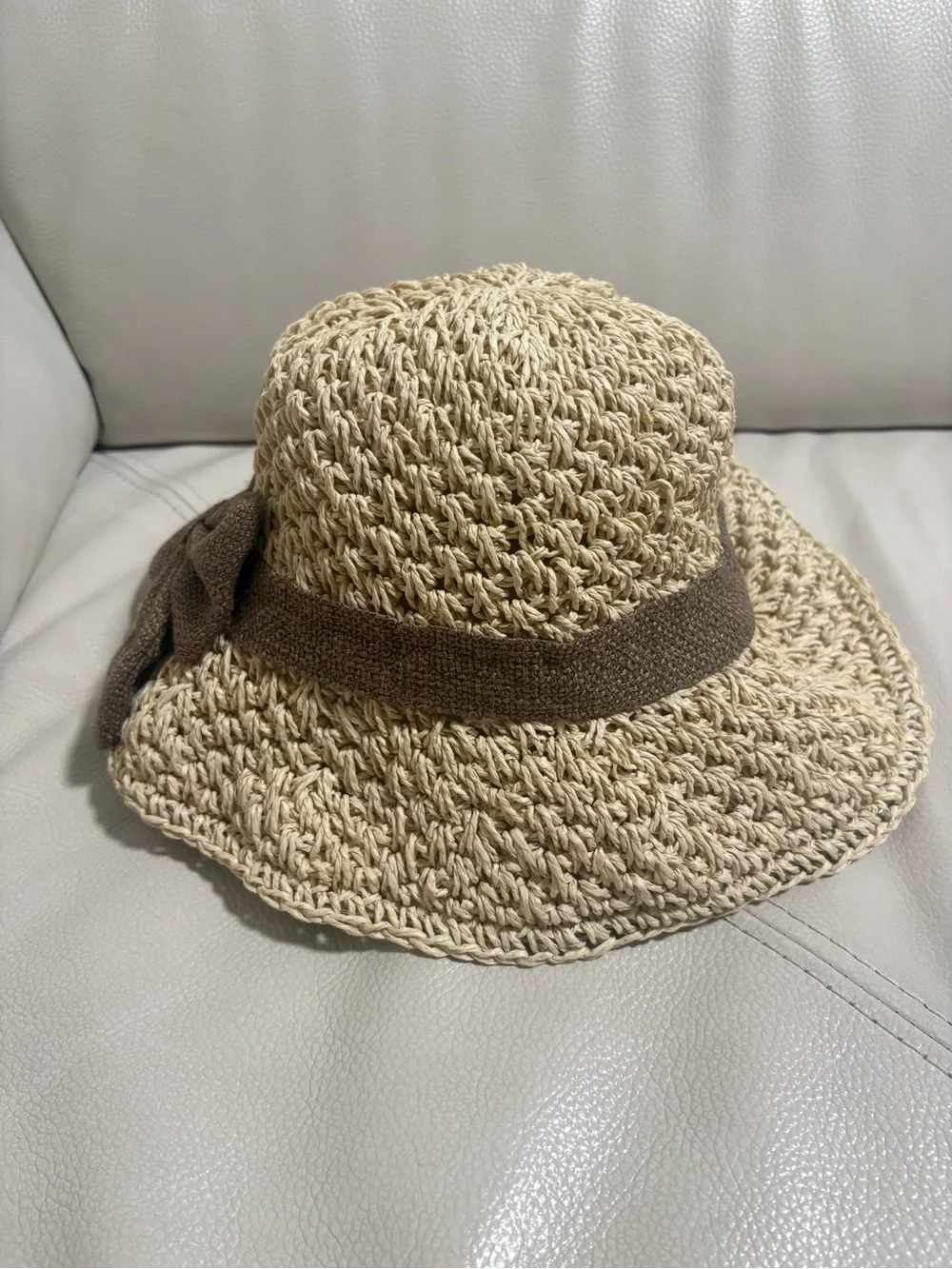 Classic Straw Sun Hat with Brown Bow | Summer Beach Style Size:S/M